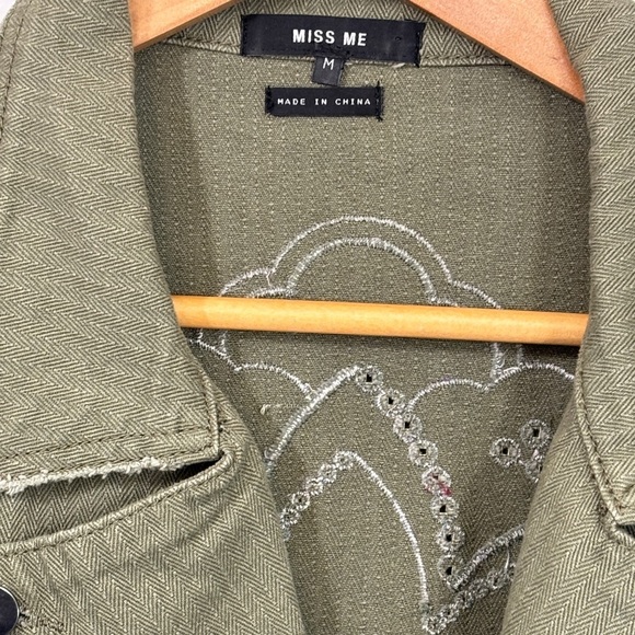 Miss Me Green Utility Jacket with Asymmetrical Zipper and Adjustable Waist - Picture 3 of 4